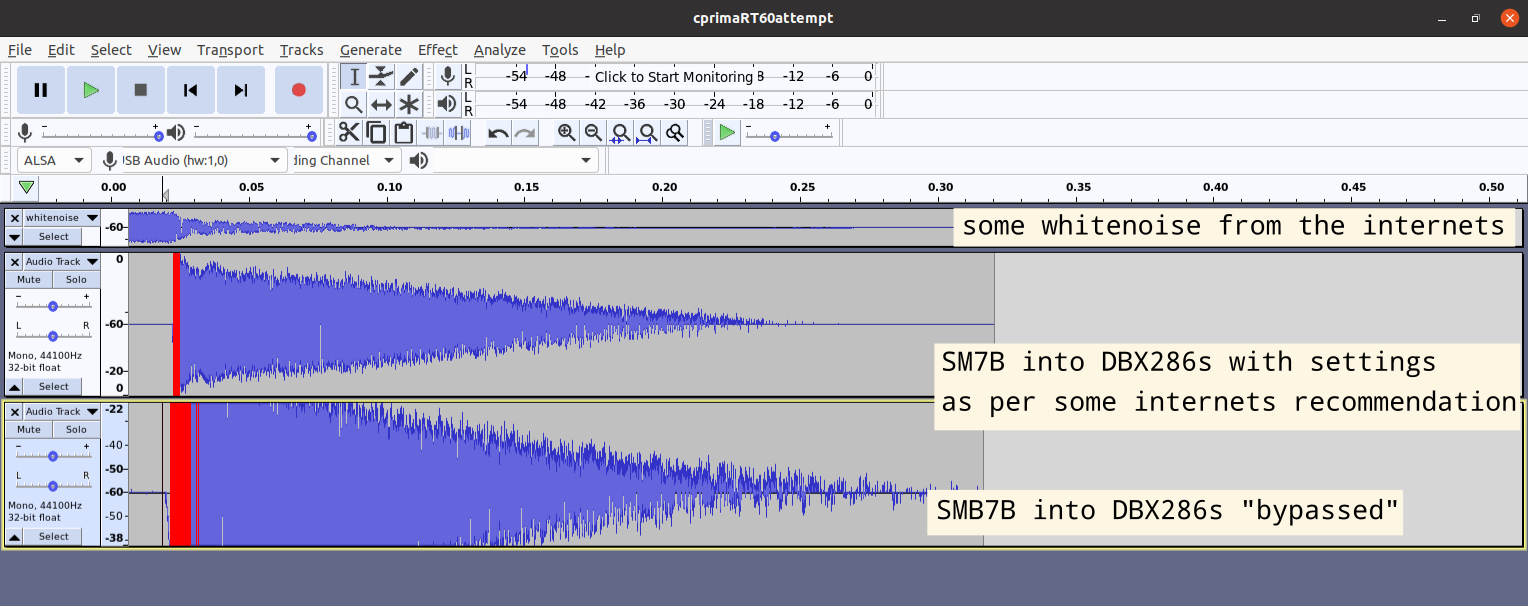 audacity waveform clap test